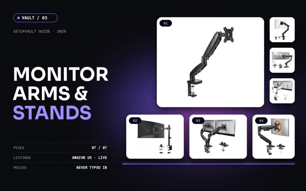 Monitor Arms and Stands guide cover with featured products