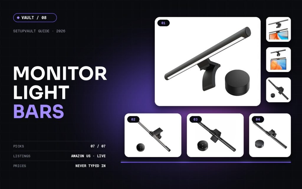 Monitor Light Bars guide cover with featured products