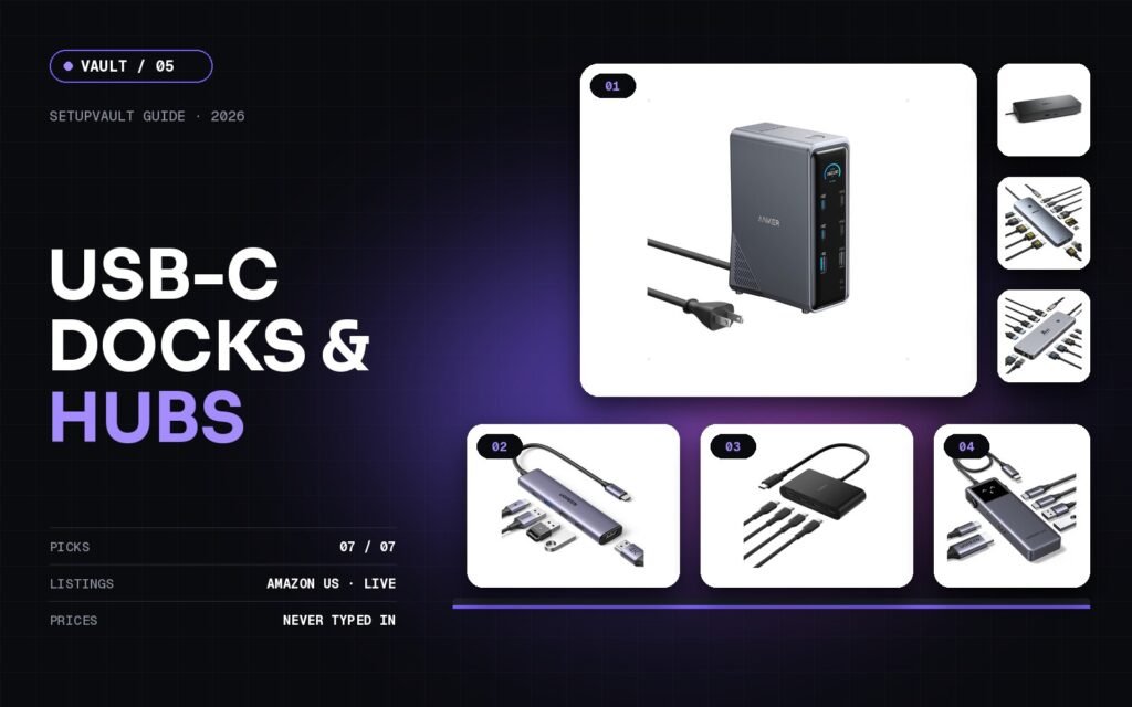 USB-C Docks and Hubs guide cover with featured products